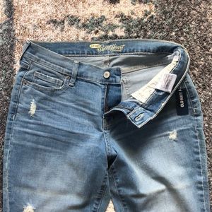 Distressed boyfriend style jeans